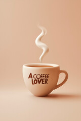 Obraz premium A warm, minimalist 3D illustration of a steaming coffee cup with 