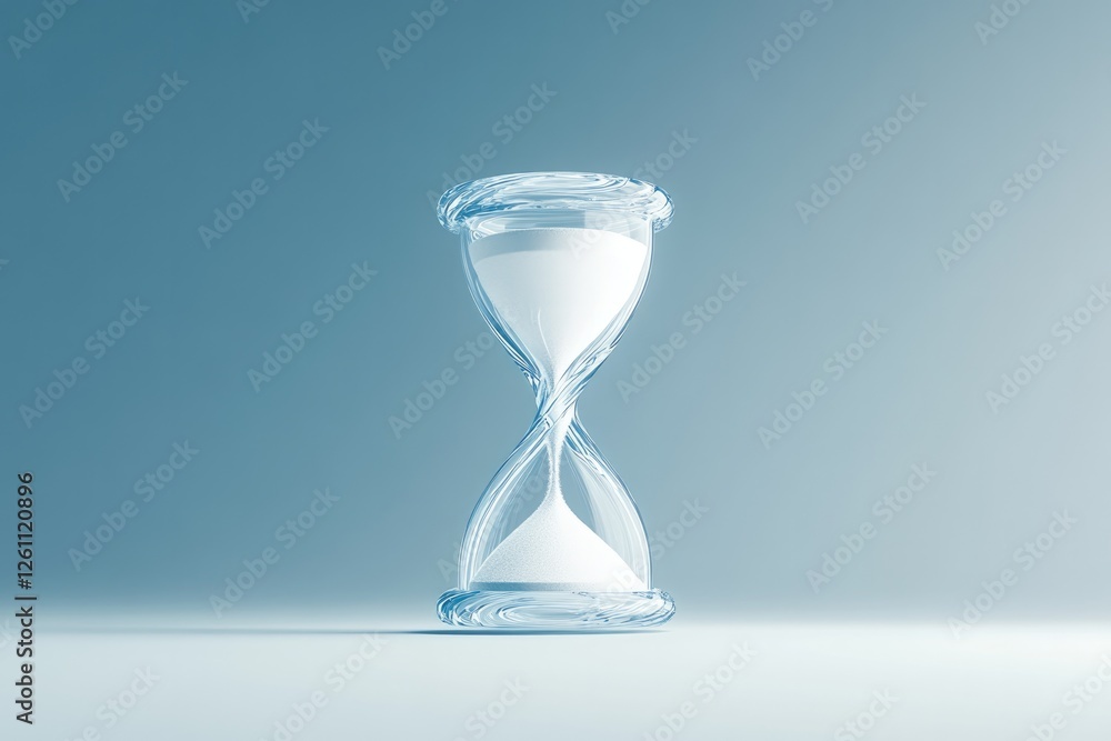 Poster surreal image of contrasting jagged and smooth ribbons forming glowing abstract hourglass symbolizin