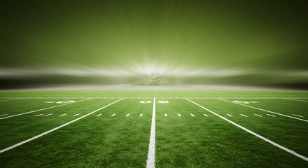 Dreamy Blurred American Football Field Background &ndash; Vibrant Green with Subtle White Lines