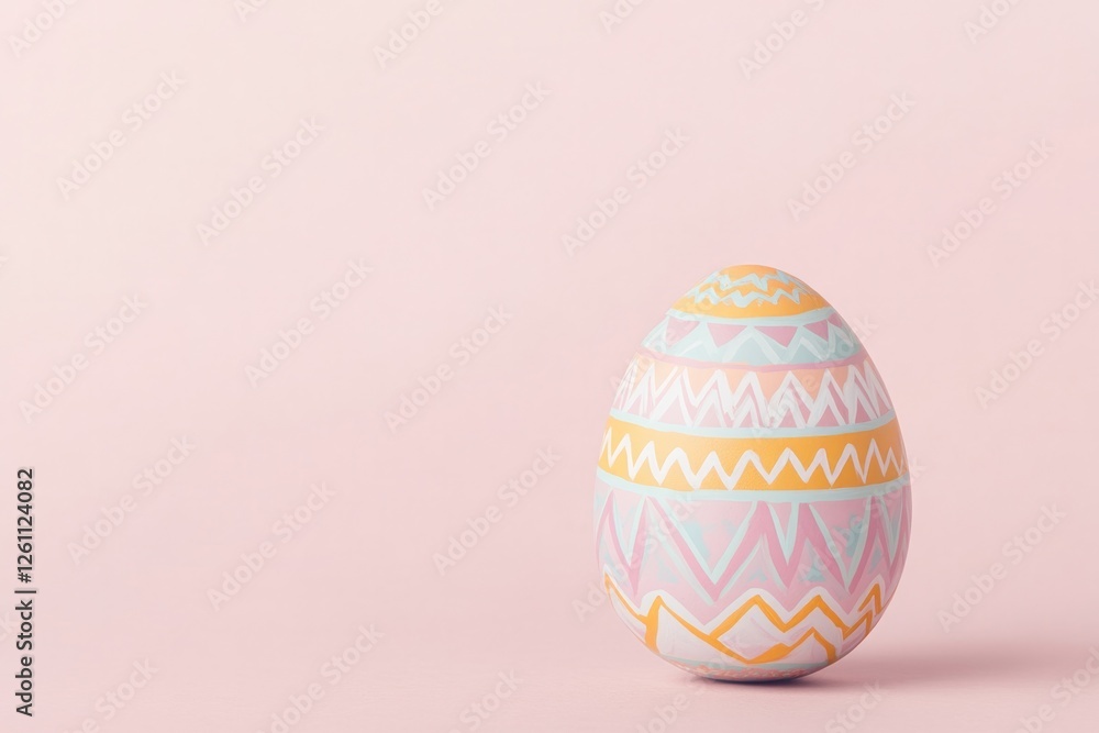 Poster unique easter illustration of painted egg with intricate patterns placed on subtle gradient backgrou