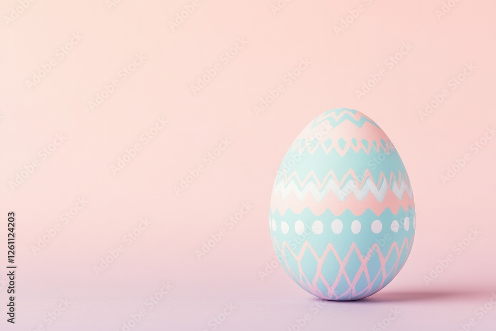 Poster unique easter illustration of painted egg with intricate patterns placed on subtle gradient backgrou