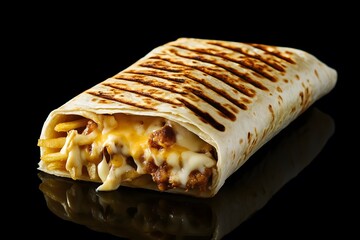 A french taco isolated on a black background