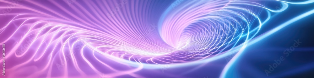 Poster vibrant depiction of curved and jagged lines interacting to form glowing harmonious spiral pattern