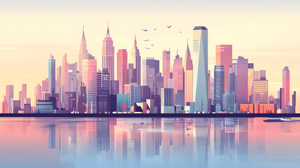 Obraz premium A vector flat illustration of the New York City skyline