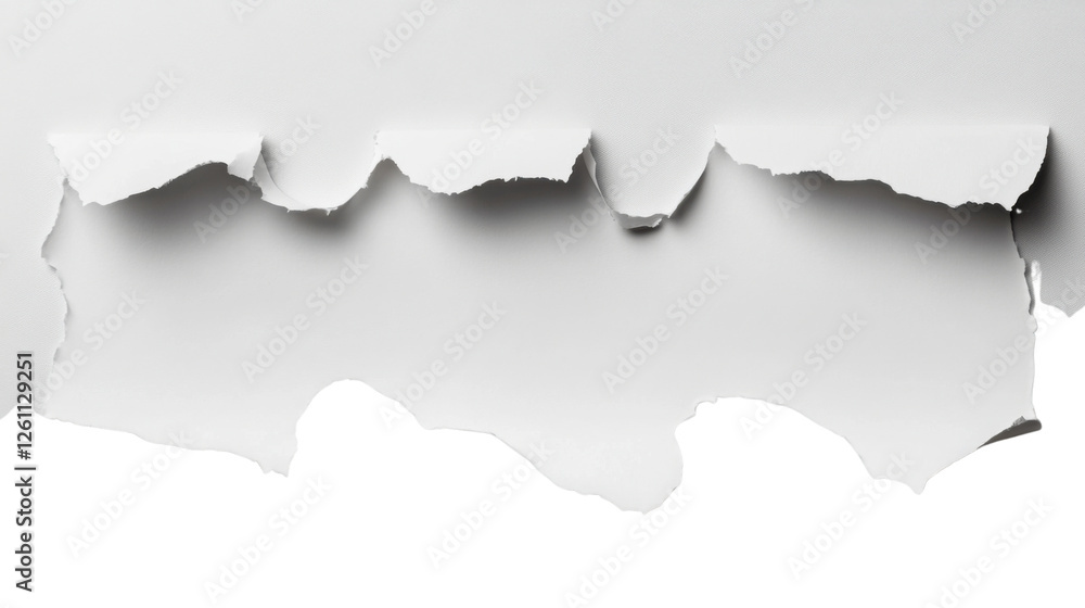Aufkleber torn hole in white paper creating a transparent window effect