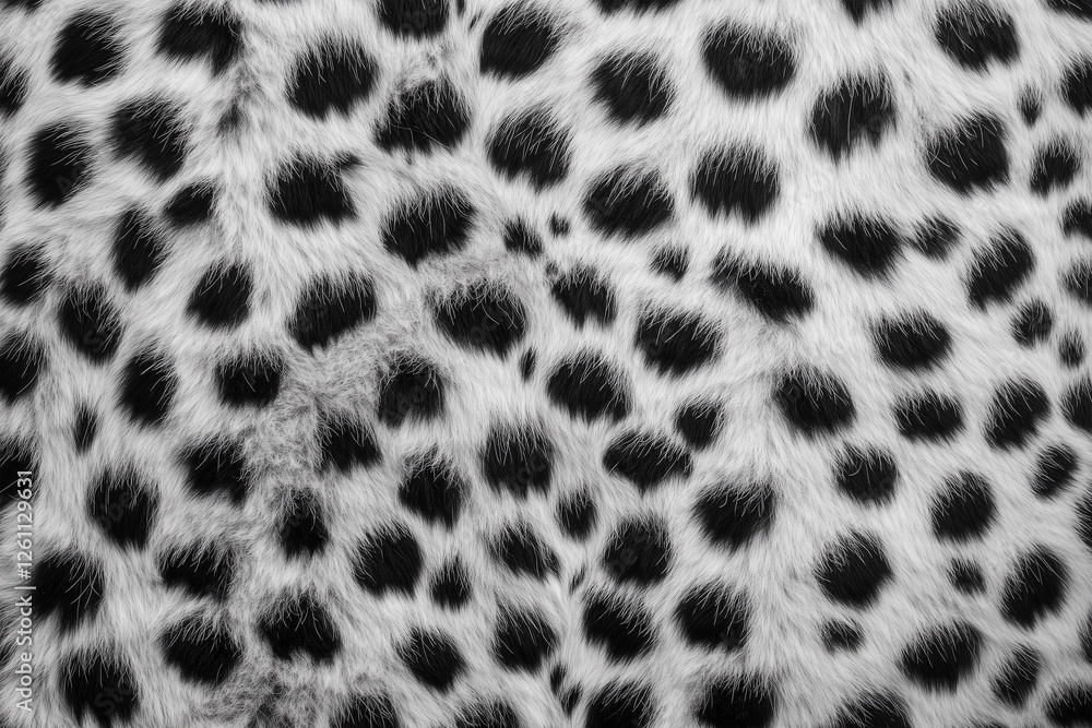 Poster textured black and white fur pattern displaying distinct spots captured in natural light