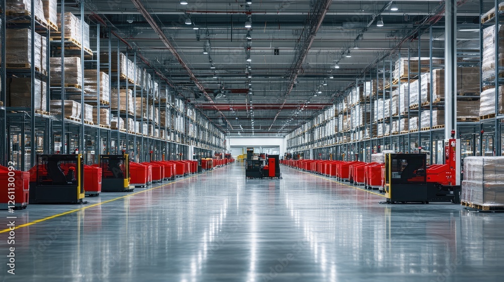 Poster high-efficiency warehouse with smart robotic arms ensuring seamless order processing.