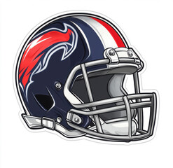 Cartoon style american football helmet with white background, vector illustration, simple design.