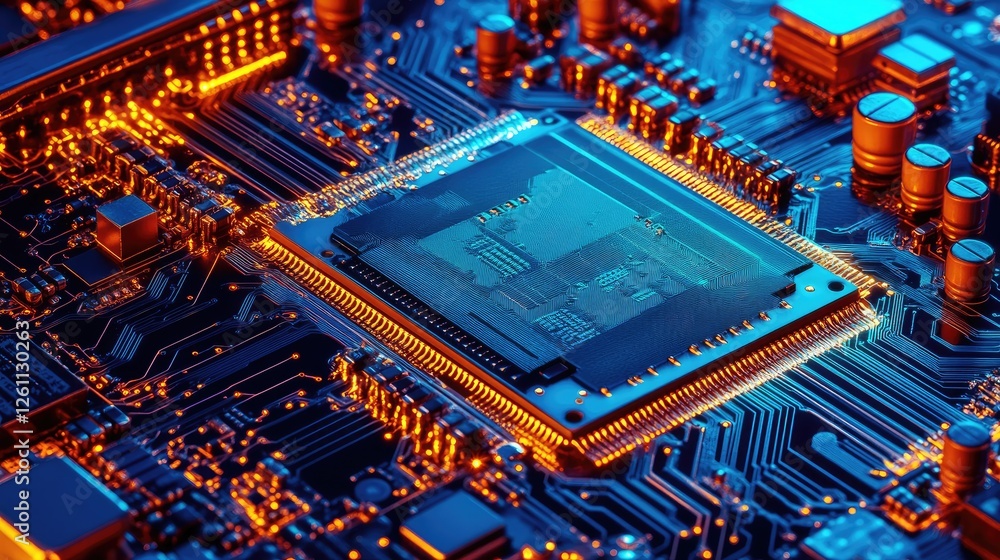 Poster high-resolution shot of a circuit board being manufactured using laser precision. -