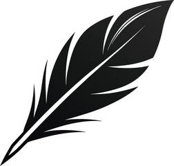 Obraz premium A feather with smooth and sharp edges fully black in color. Fragment of a feather of a bird of gray color photographed closeup (5).eps