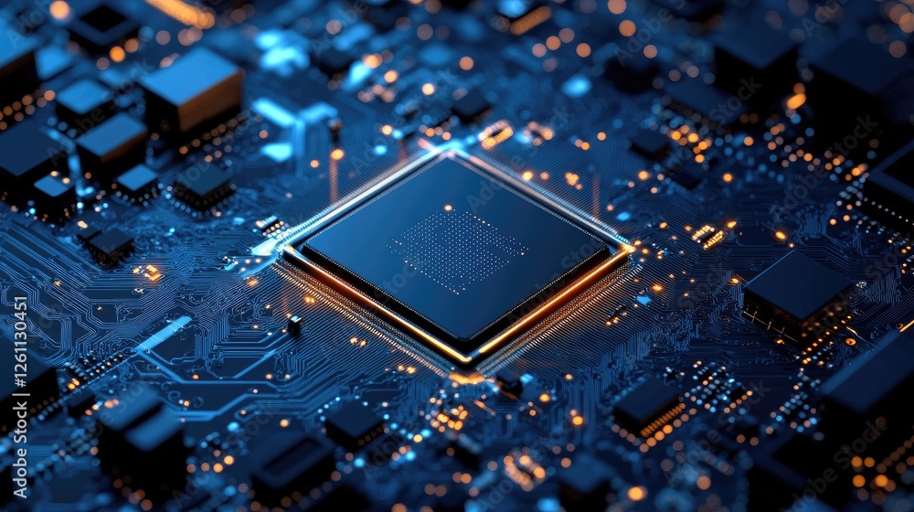 Poster high-tech automated machinery etching a pcb with precision laser technology.