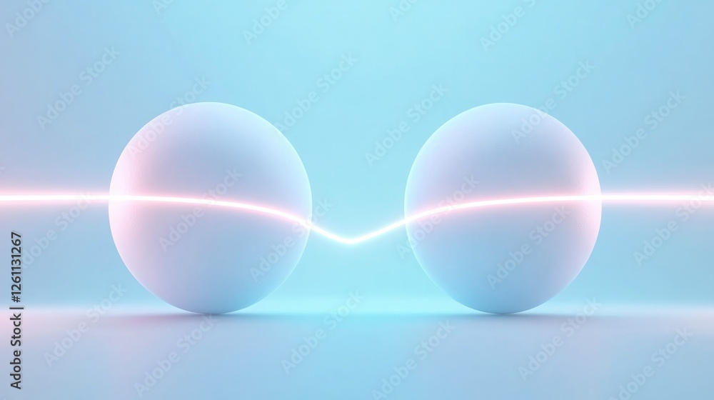 Aufkleber abstract depiction of two glowing orbs connected by jagged line gradually smoothing into radiant cur