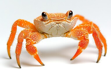 Orange crab studio shot, white background.  Ocean life, wildlife photography