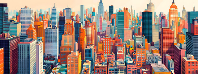 A vector flat illustration of the New York City skyline