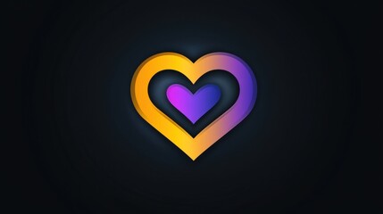Luminous layered heart symbol with vibrant gradient against dark backdrop