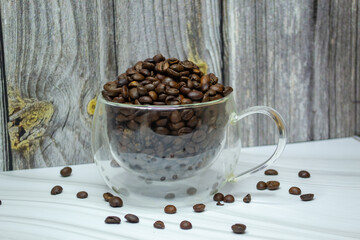 Freshly Roasted Coffee Beans in a Glass Container