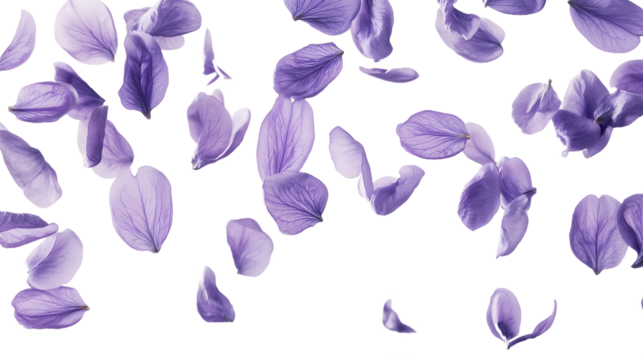 scattered purple petals isolated png transparent background