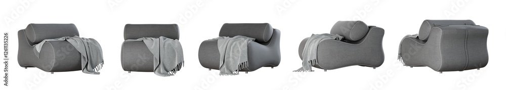 Poster modern armchair set isolated on transparent background. 3d render. 3d illustration.