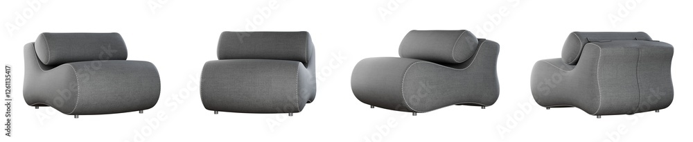 Poster modern armchair set isolated on transparent background. 3d render. 3d illustration.
