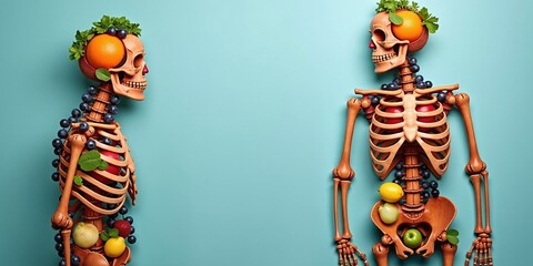 Fruit skeleton highlights the health benefits of fruits and veggies on bones