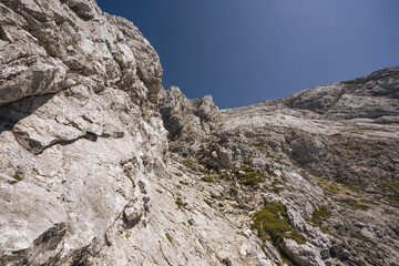 Enchanted scenery of huge mountains deep in Triglav National Park, Slovenia.