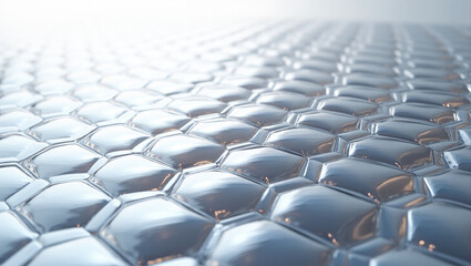Naklejka premium Abstract Close-Up of Glossy Hexagonal Pattern with Metallic and Reflective Surface