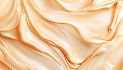 Fototapeta premium Caramel ice cream texture as background. Homemade beige coffee or caramel ice cream, sorbet or frozen yogurt, summer desert. Cosmetic body cream