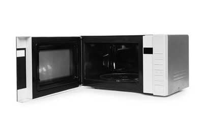 Obraz premium One open microwave oven isolated on white