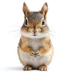 Fototapeta premium Cute chipmunk posing, white background, wildlife photography, website content