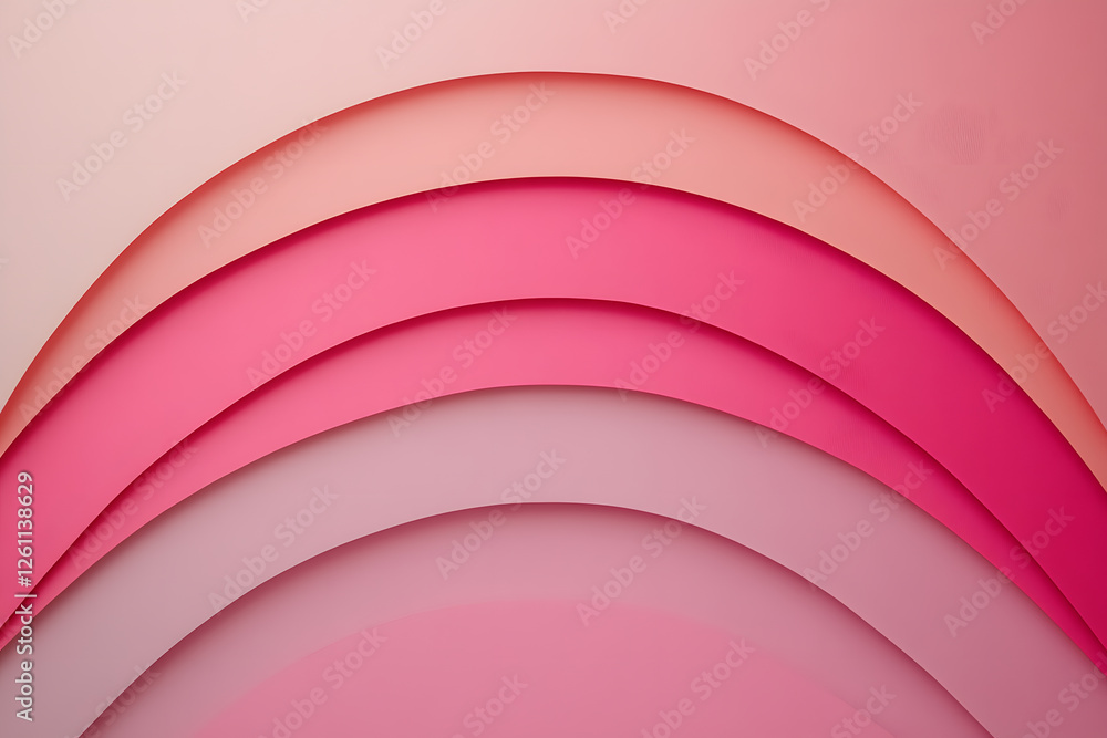 Poster abstract layered pink curves create a soft, elegant background. the varying shades of pink add depth