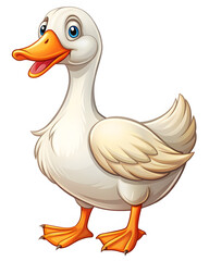 watercolor cute cartoon goose on the white background
