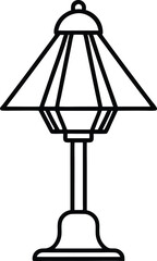 lamp line art silhouette vector illustration. Desk lamp line icon, outline vector sign, linear style pictogram isolated on white.  
