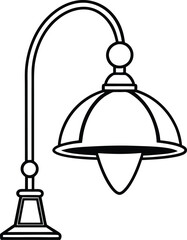 lamp line art silhouette vector illustration. Desk lamp line icon, outline vector sign, linear style pictogram isolated on white.  