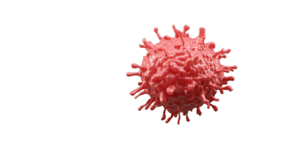Red virus cell rotating on transparent background