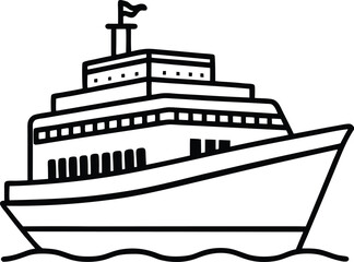 ferry line arts with vector illustration. Ferry ship icons set cartoon vector