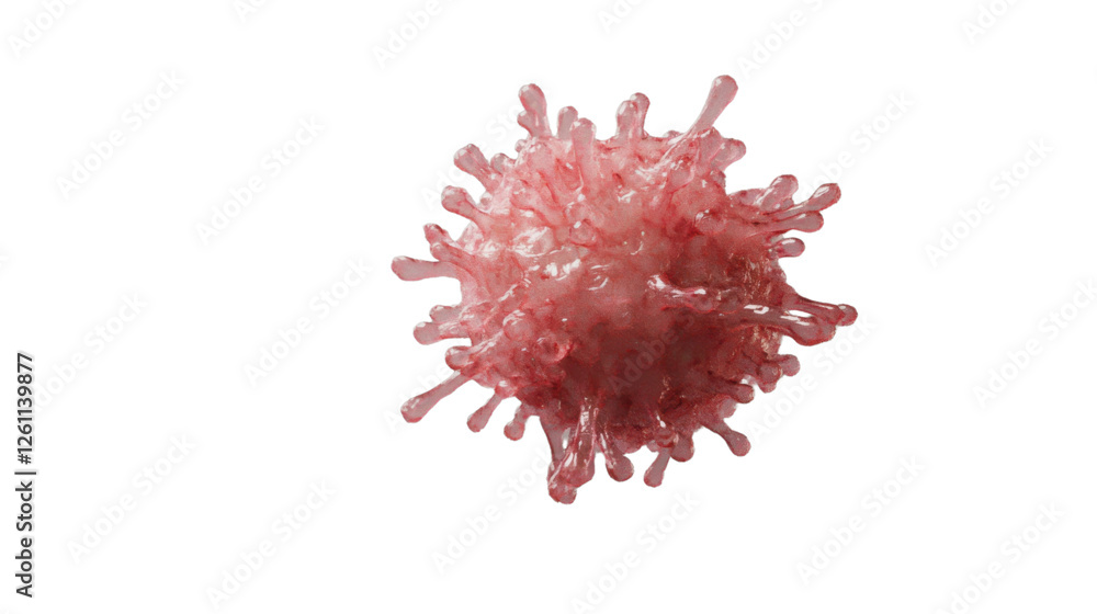 Poster 3d rendering of a dangerous virus cell rotating, transparent background