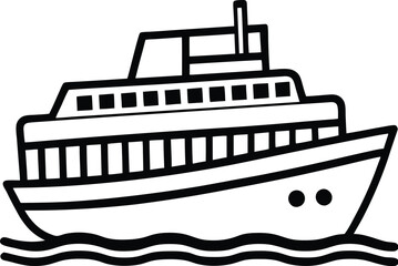 ferry line arts with vector illustration. Ferry ship icons set cartoon vector