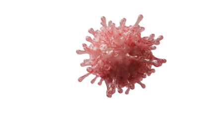 3d rendering of a dangerous virus cell rotating, transparent background