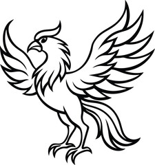 Fototapeta premium Fenix vector silhouette illustration. phoenix bird icon vector illustration isolated on white background. 