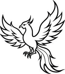 Fenix vector silhouette illustration. phoenix bird icon vector illustration isolated on white background. 