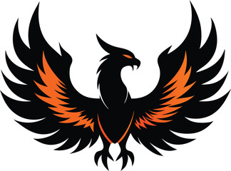 Fenix vector silhouette illustration. phoenix bird icon vector illustration isolated on white background. 