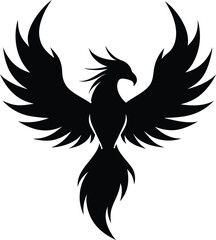 Fototapeta premium Fenix vector silhouette illustration. phoenix bird icon vector illustration isolated on white background. 