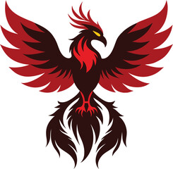 Fenix vector silhouette illustration. phoenix bird icon vector illustration isolated on white background. 