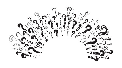 Doodle sketch style of question marks, question mark circle around hand drawn concept frame, set of hand drawn question marks, grunge question marks
