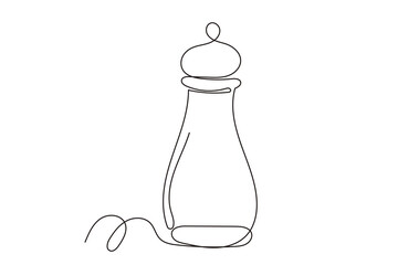 Line Art Salt or Pepper Glass Bottle Continuous Line Art Sketch Illustration. Food Species Ingredient Symbol Outline Art Contour. Editable Thin Stroke Sketch Vector Decoration. 