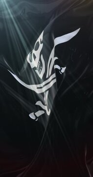 Pirate Flag. Loop. 4K Vertical