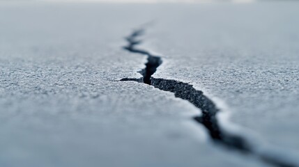 Frozen lake crack, winter surface texture, close-up