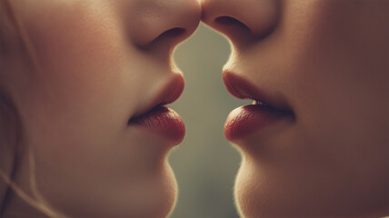 Obraz premium そっと近づく二人、ささやくような距離感