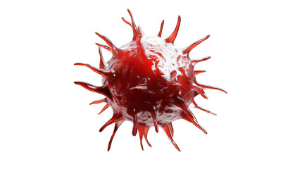 Red virus cell rotating on transparent background: 3d render