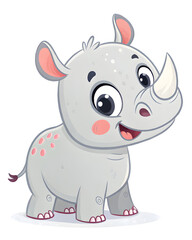 Fototapeta premium cute cartoon rhino on the white background